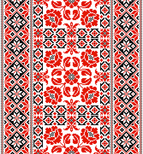 Ukrainian styles embroidery patterns vector set 05