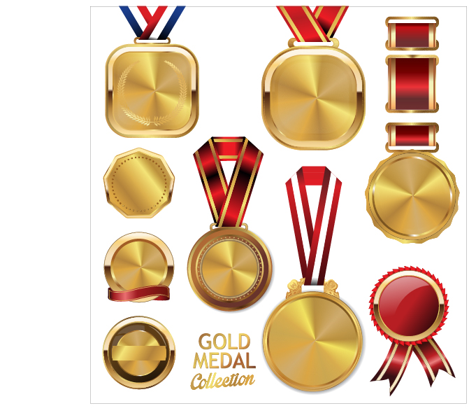 Various gold medal vector set. free download