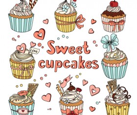 Various sweet cakes set vector 03