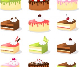 Various sweet cakes set vector 05