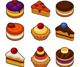 Various sweet cakes set vector 06