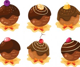 Various sweet cakes set vector 07