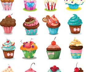 Various sweet cakes set vector 08