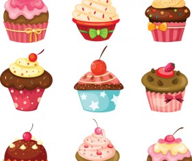 Various sweet cakes set vector 10