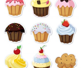 Various sweet cakes set vector 12