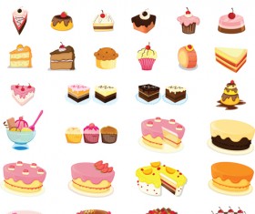 Various sweet cakes set vector 13