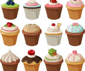 Various sweet cakes set vector 14