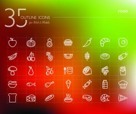 Vector Food outline icons set