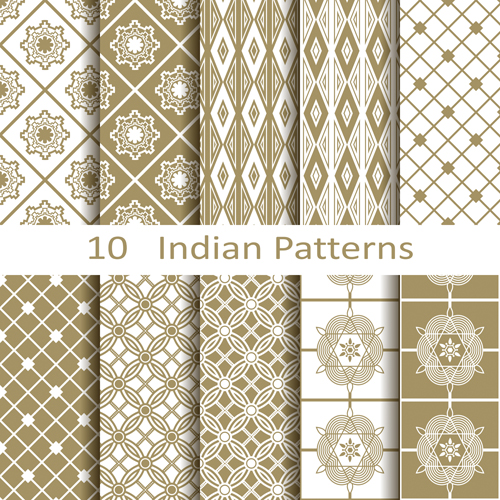 Vector Indian style seamless patterns 01