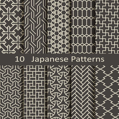 Vector japanese style seamless patterns