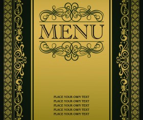 Vector menu with gold frame material 01