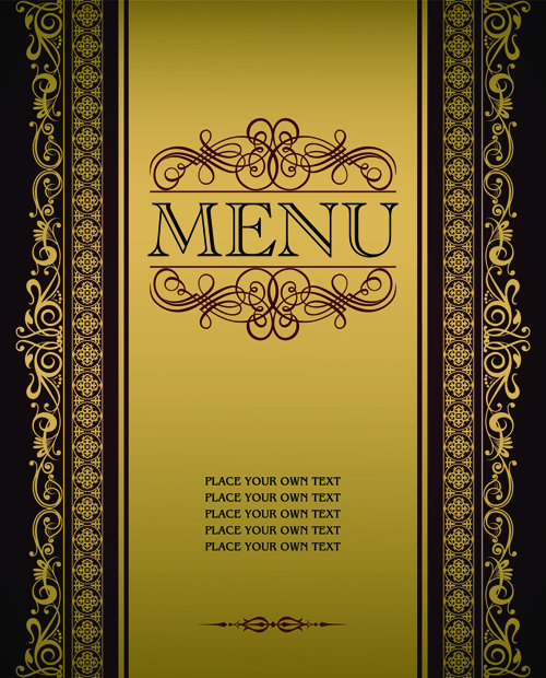 Vector menu with gold frame material 02