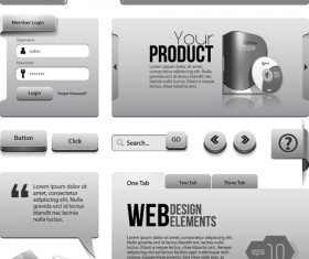 Vector metal style website template material