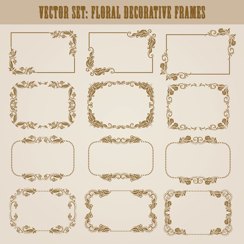 Vector set of floral decorative frames design 03