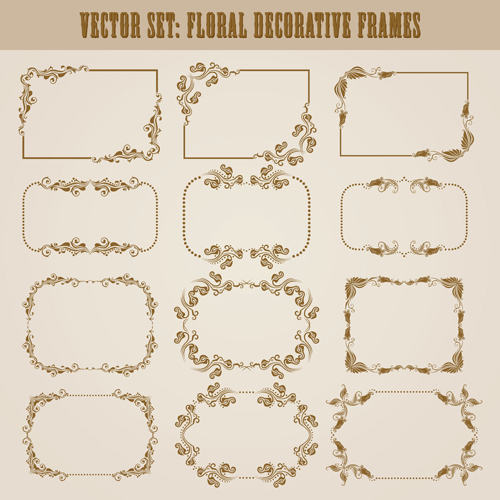 Vector set of floral decorative frames design 04
