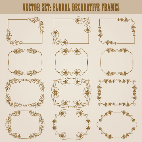 Vector set of floral decorative frames design 05