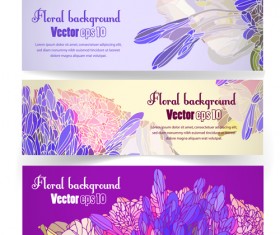 Vector vintage floral banners set 02