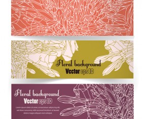 Vector vintage floral banners set 03