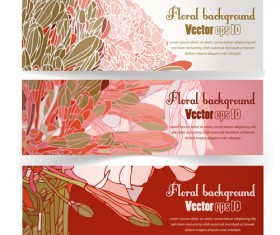 Vector vintage floral banners set 04