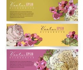 Vector vintage floral banners set 05