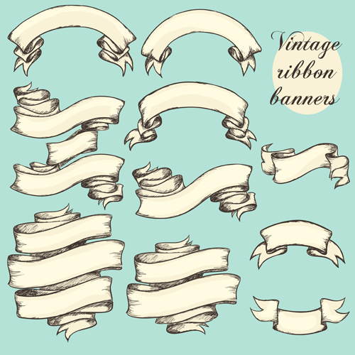 Vector vintage ribbon banners design 02