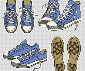Vintage canvas shoes vector material
