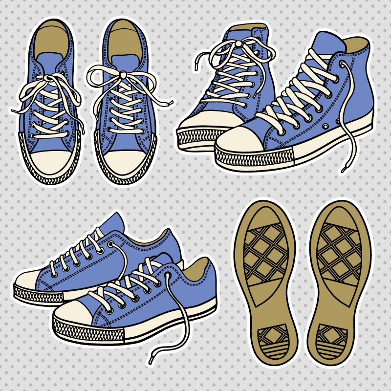 Vintage canvas shoes vector material