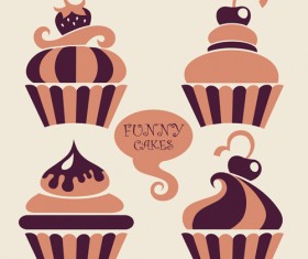 Vintage cupcakes design vector material 01