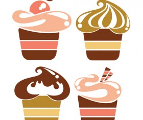 Vintage cupcakes design vector material 02