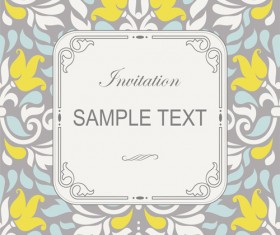 Vintage decor pattern Invitation cards vector 01