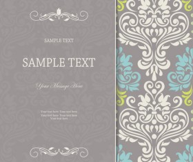 Vintage decor pattern Invitation cards vector 02