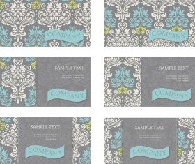 Vintage floral pattern business cards vector