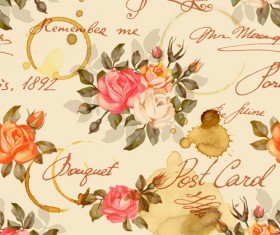 Vintage flowers patterns vector seamless design 01