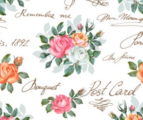Vintage flowers patterns vector seamless design 02