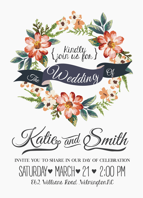 Vintage flower wedding invitation background