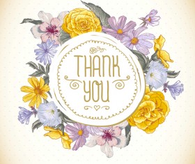 Vintage flowers with card vector material 01