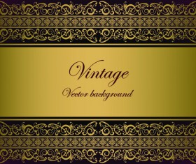 Vintage gold border background vector 03