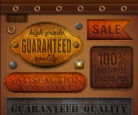 Vintage leather label vector material set 01