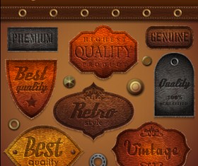 Vintage leather label vector material set 02