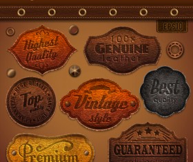 Vintage leather label vector material set 03