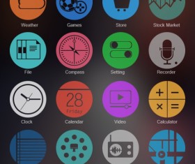 Vintage round life icons pack