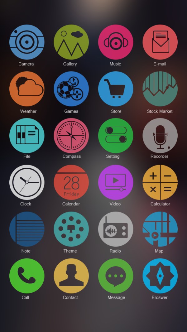 Vintage round life icons pack