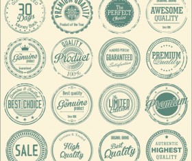 Vintage round stamp label vector 01