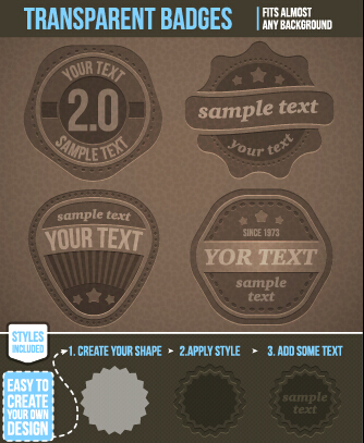 Vintage transparent badges vector 01