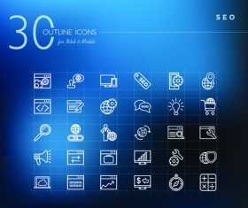 Web SEO outline icons set