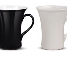 White and black tea cup vector material