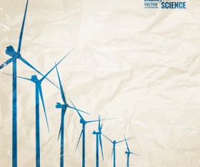 Wind power generate electricity with crumpled paper vector background