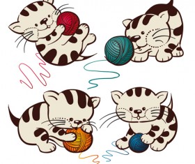 Woolen with cute cats vector