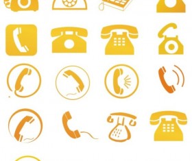 Yellow telephone icons vector set