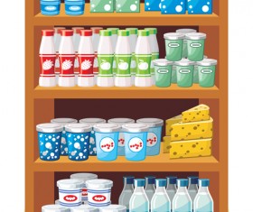 supermarket showcase and food vector set 03